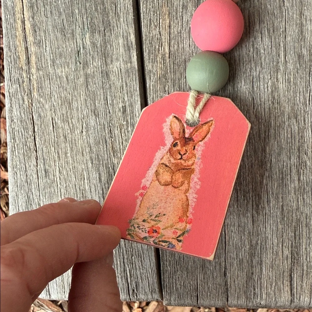 Handmade Farmhouse Decor Inspired Easter Wooden Jute Beads & Tassel